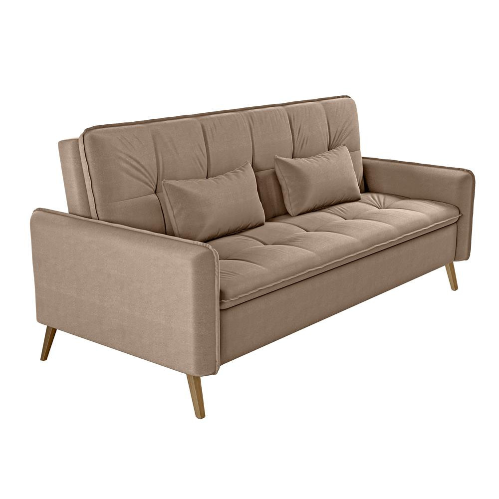 Sofa Cama Donna em Veludo com Pes Palito Matrix