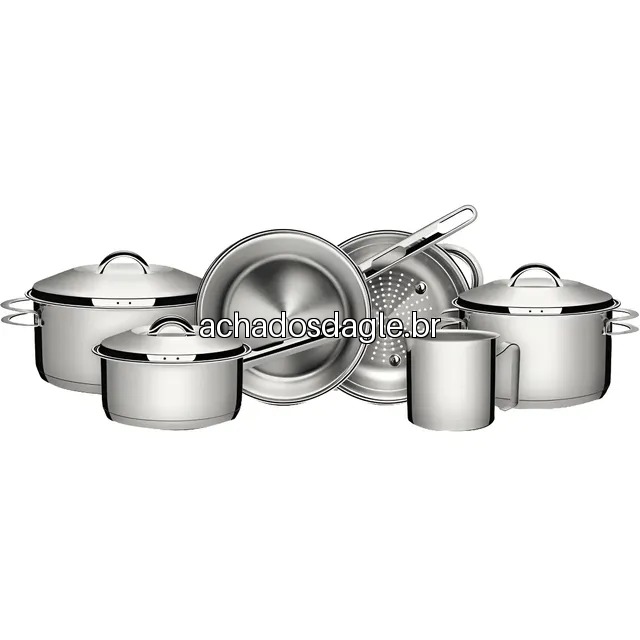 Jogo de Panelas Tramontina Solar Inox 6 Pecas Fundo Triplo Aco Inoxidavel