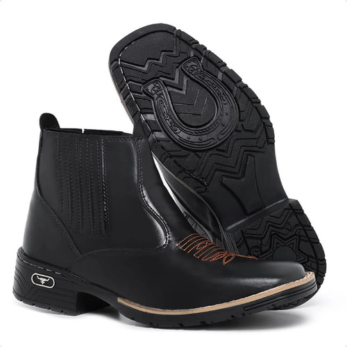 Bota Texana Botina Country Bico Quadrado