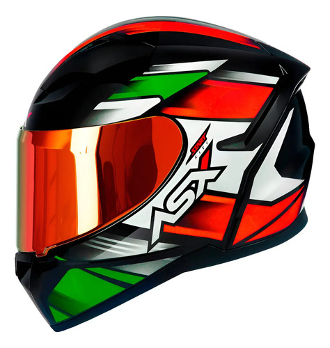 Capacete Asx City Start Verde Brilho com Viseira Revo Laranja
