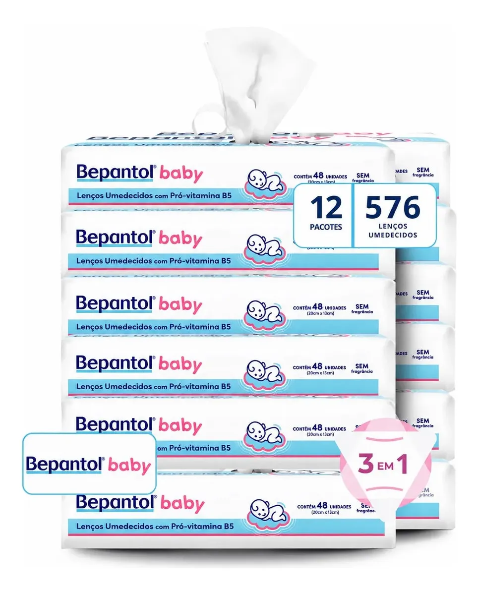 Bepantol Baby Kit 576 Lenços Umedecidos 12 Pacotes