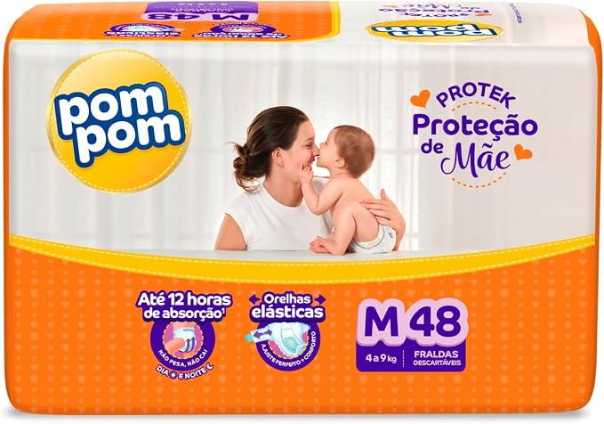 Fralda Pom Pom Protek Proteção de Mãe M 48 unidades