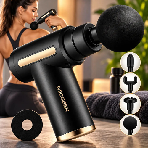 Massageador Pistola Eletrica Muscular Portatil 6 Velocidades 4 Cabecas Bivolt