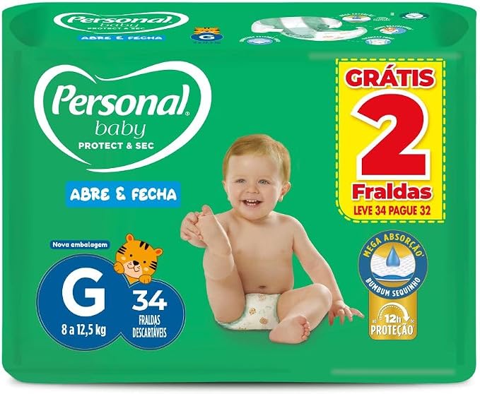 Fralda Personal Baby Protect&Sec G 34 Unidades
