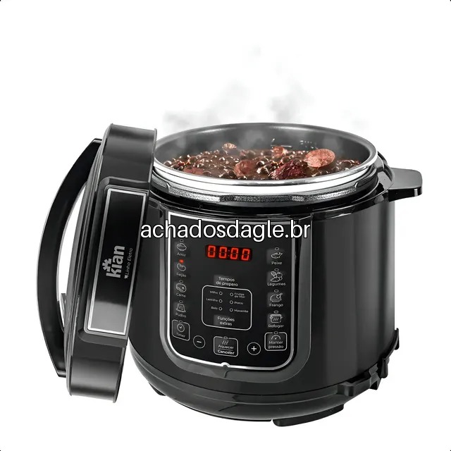 Panela de Pressão Elétrica 5L Aço Inox Preto Kian