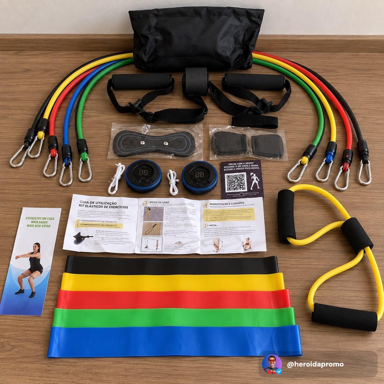 Kit com 20 Itens Fitness Esportivos para Treino em Casa