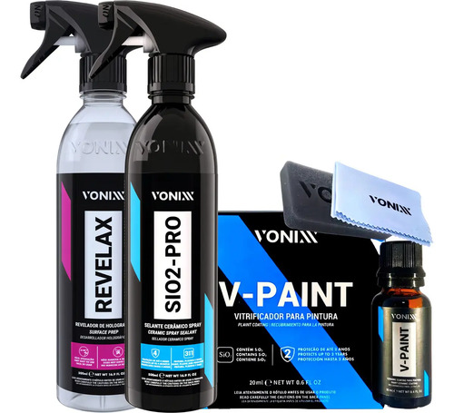 Kit Vitrificador Automotivo V-paint 20ml com Sio2 Pro e Revelax