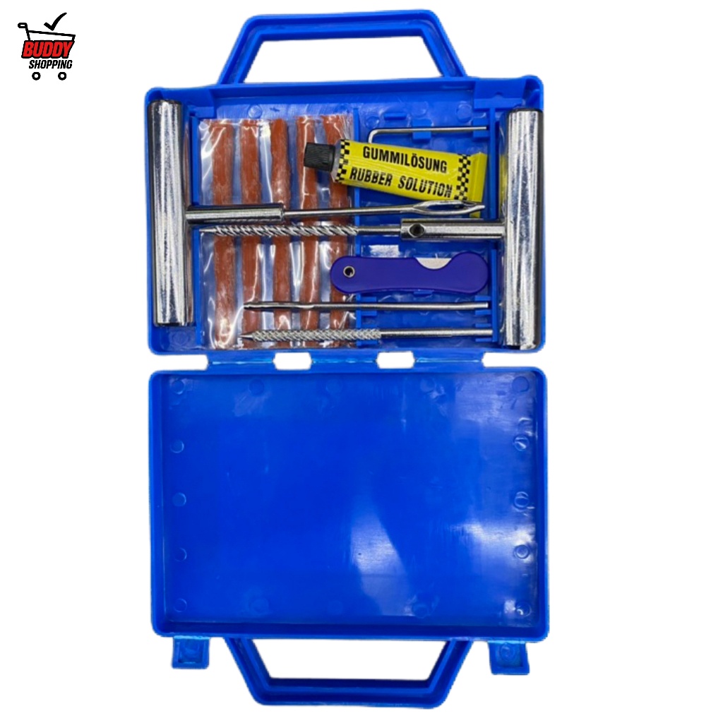 Kit Reparo De Pneu Sem Camara Profissional Maleta Moto Carro Conserto Remendo Macarrao