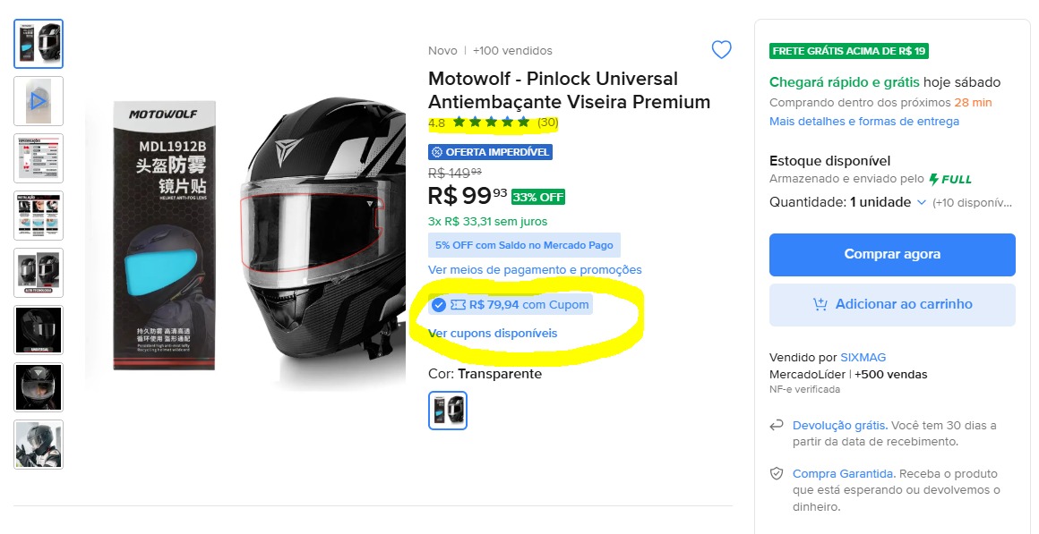 Pinlock Universal Antiembaçante Viseira Premium