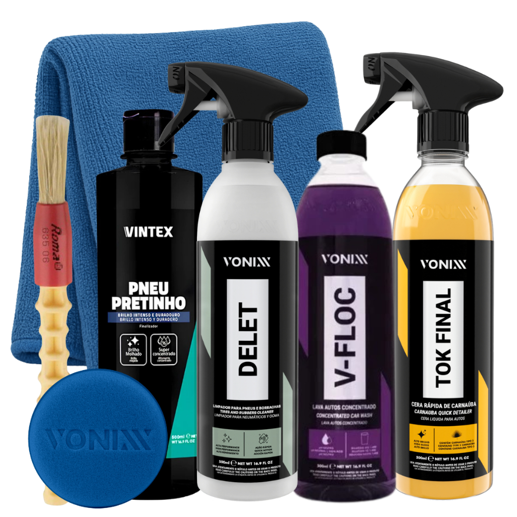 Kit Limpeza Automotiva Vonixx com 4 Produtos e Acessórios