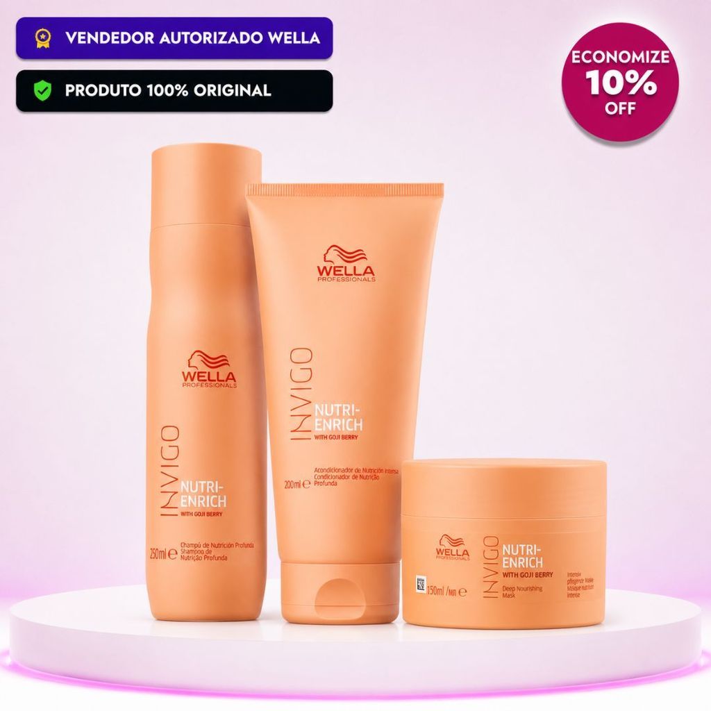 Kit Wella Invigo Nutri-Enrich Shampoo 250ml + Condicionador 200ml + Máscara 150ml