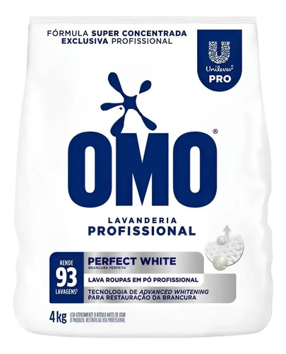 Sabao em Po Omo Lavanderia Profissional Perfect White 4 kg
