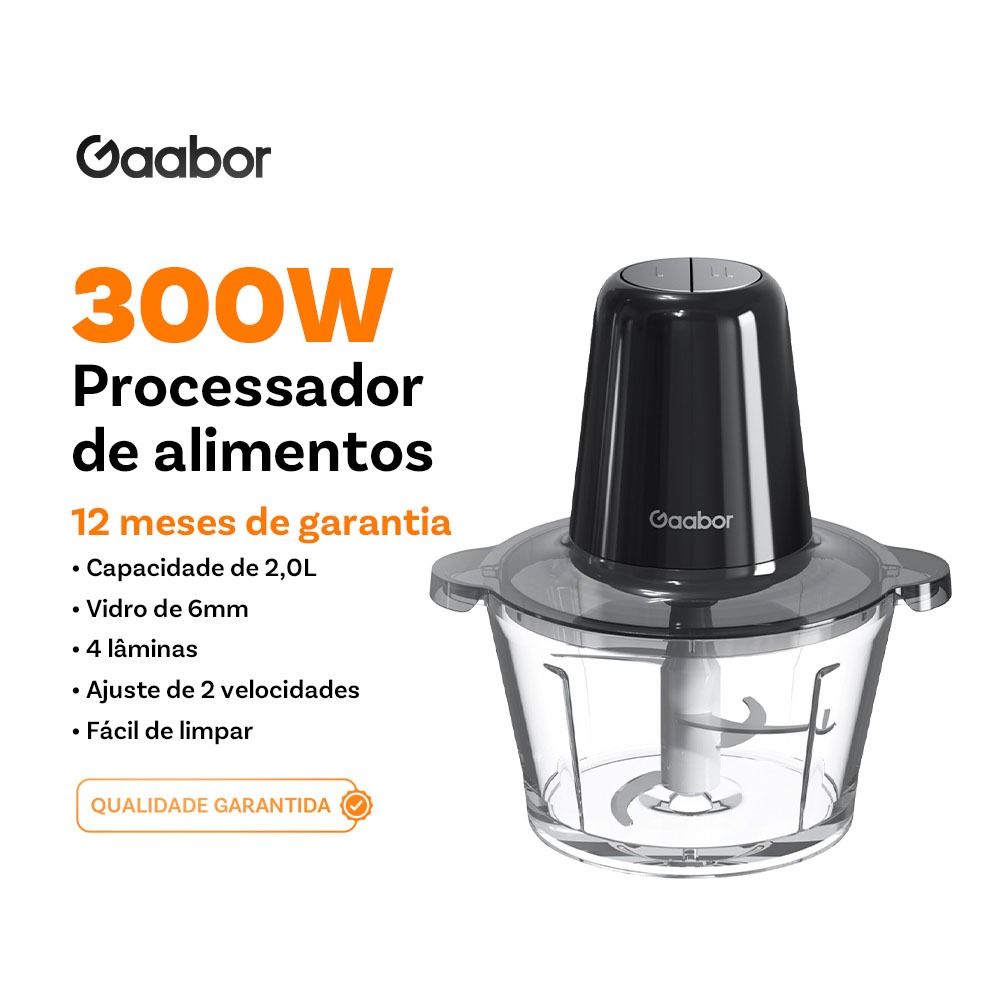 Processador de Alimentos Gaabor 2L 4 Lâminas Aço