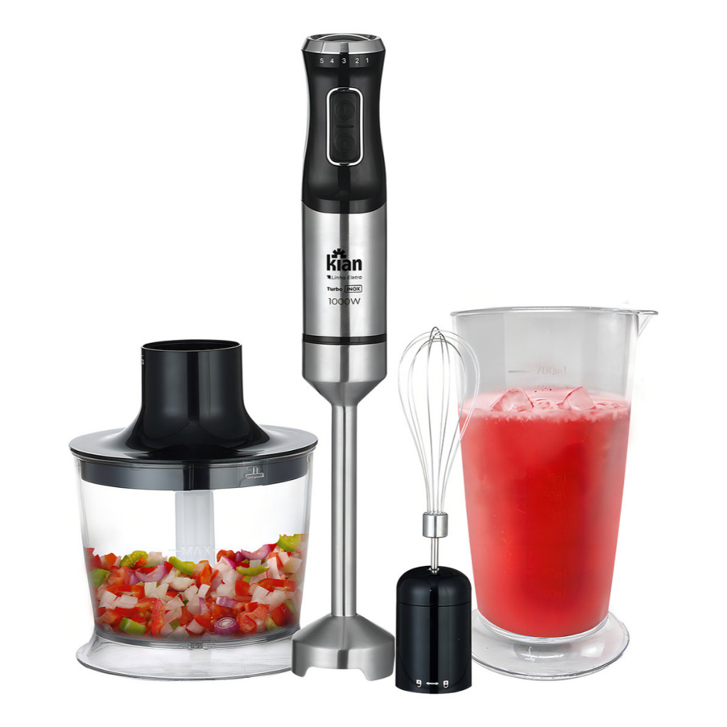 Mixer 3 em 1 1000W Inox Turbo Triturador Processador Copo 700ml Kian Preto | Shopee Brasil