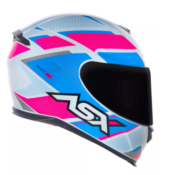 Capacete ASX Eagle Fast Azul e Rosa Brilho