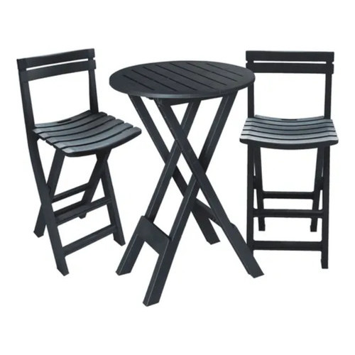 Kit Mesa Bistrô e Cadeira Alta Dobrável Arqplast Preto