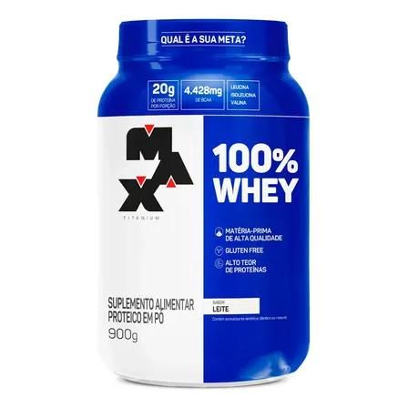 Whey Protein Max Titanium Concentrado 900g Sabor Leite