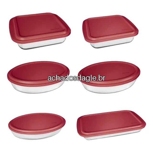 Conjunto de Assadeiras 6 Peças com Tampa Marinex