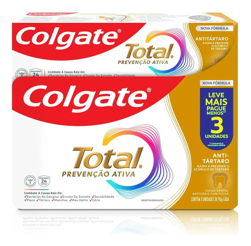 Creme Dental Colgate Total Antitártaro 3x90g