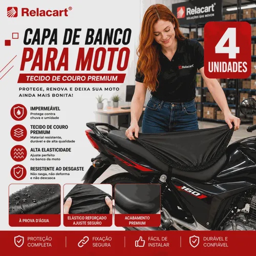 Capa de Moto Banco Universal em Couro Impermeável Preto - Kit com 4 Unidades