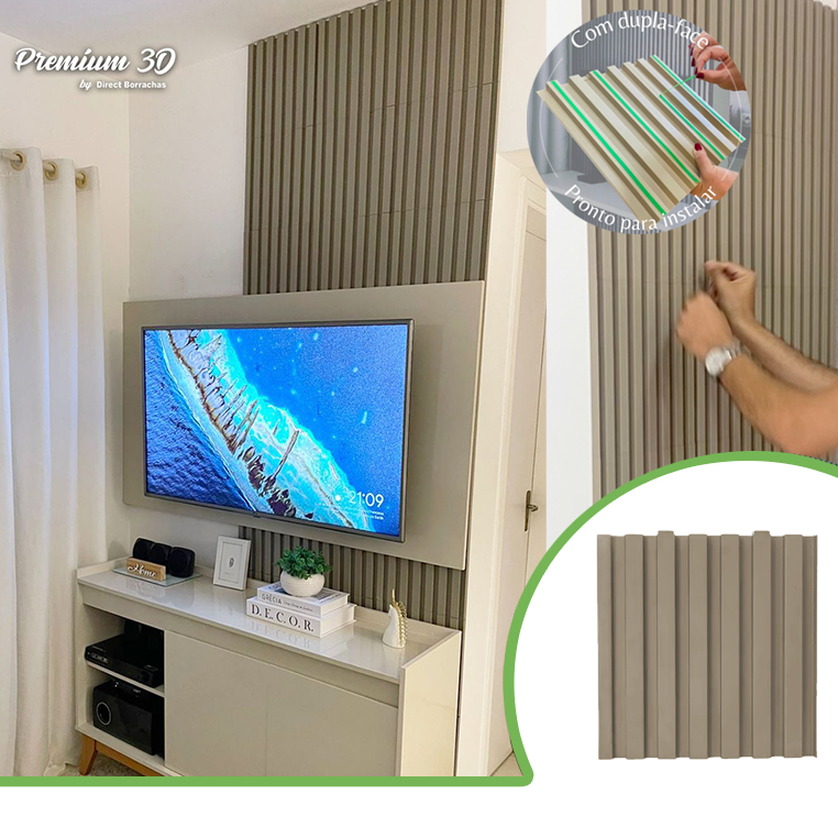Kit 4m² Painel Ripado Fendi 30x30 anti-impacto autocolante