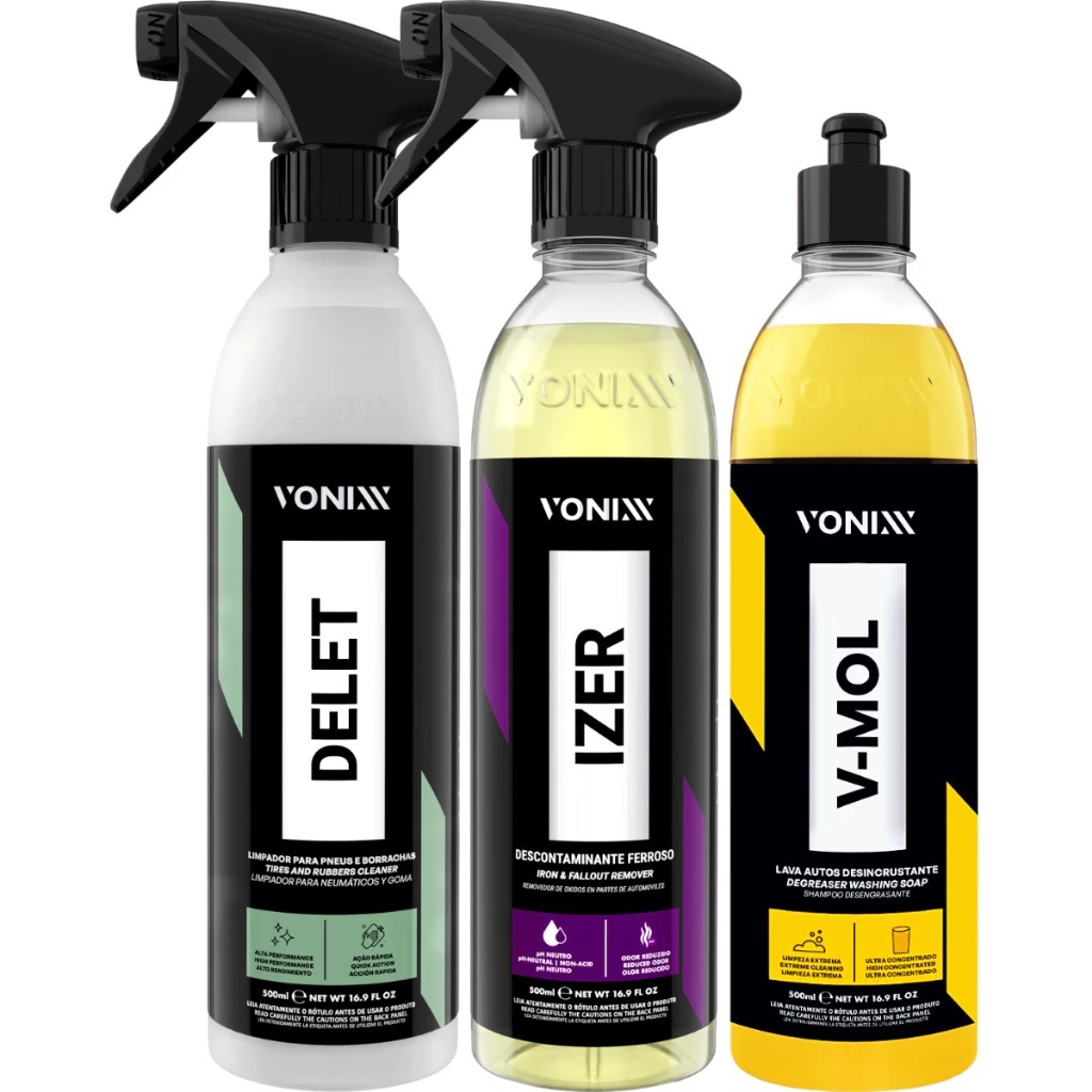 Kit Limpeza Automotiva Izer, V-Mol e Vonixx
