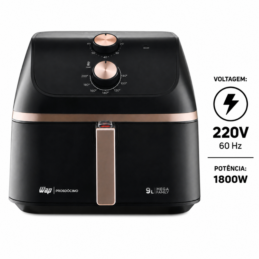 Air Fryer WAP Mega Family 9L 1900W 220V Fritadeira Sem Óleo