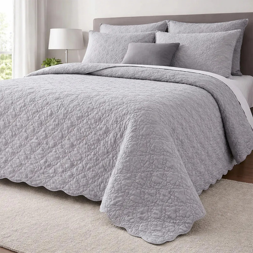 Cobre Leito Queen Matelado Dupla Face Cinza