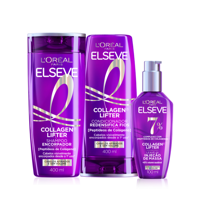 Kit Elseve Colágeno Lifter Shampoo 400ml + Condicionador 400ml + Leave-in 100ml