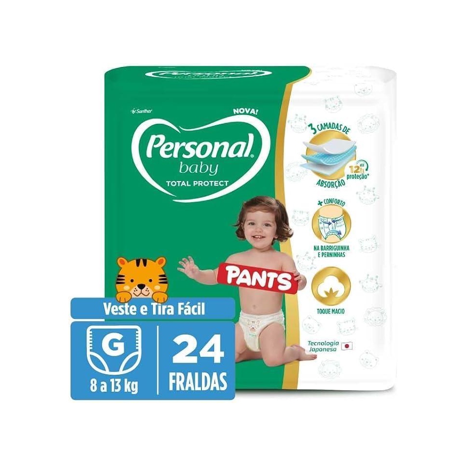 Fralda Infantil Personal Baby Total Protect Pants G 24 unidades