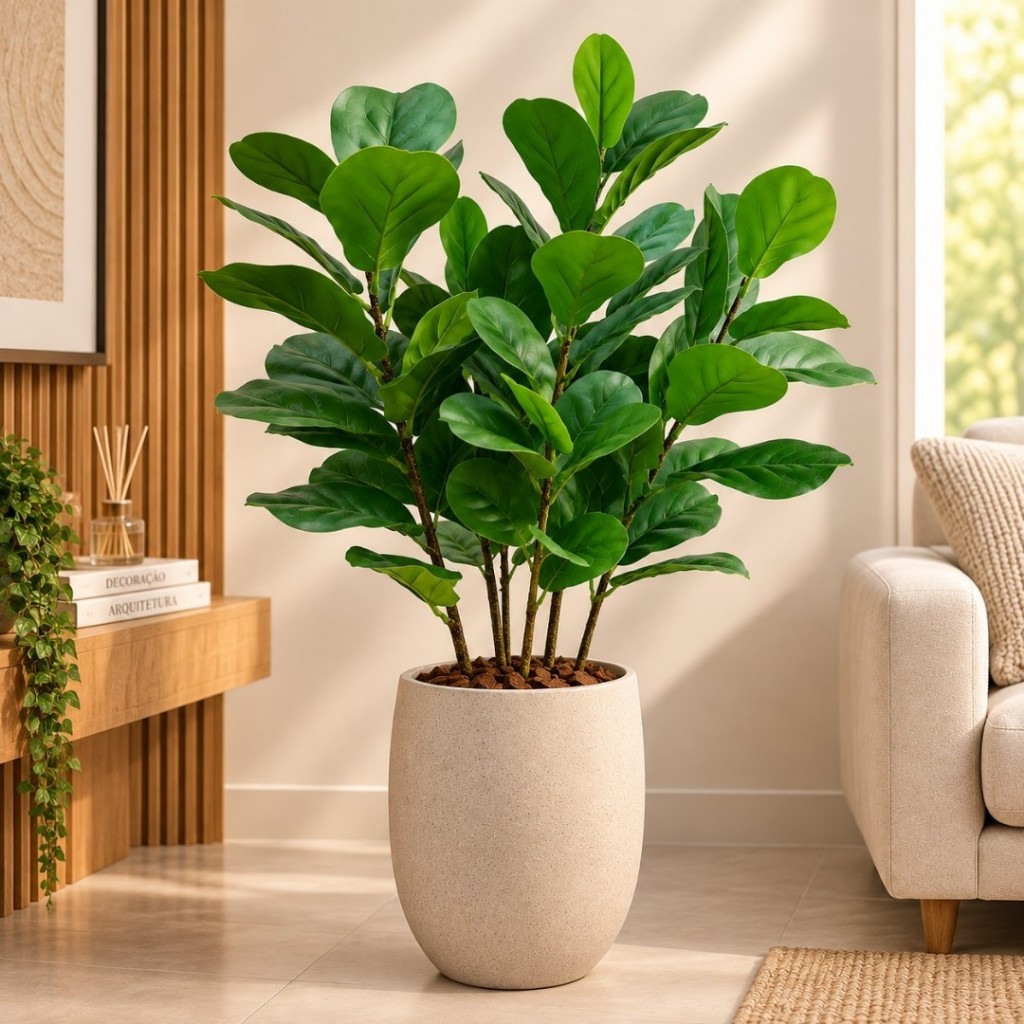 Planta Artificial Fícus Lyrata Jiboia 60cm 13 Folhas